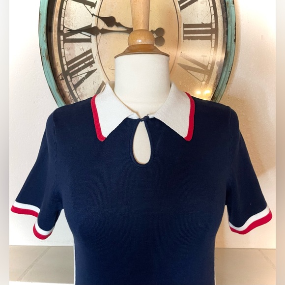 Urban Outfitters Navy Blue Dress with Red and White Trim - Picture 5 of 9